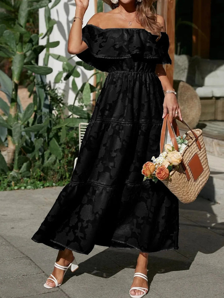 Jacklyn | Women's Off Shoulder Tiered Maxi Wedding Guest Dress Luvy Boutique