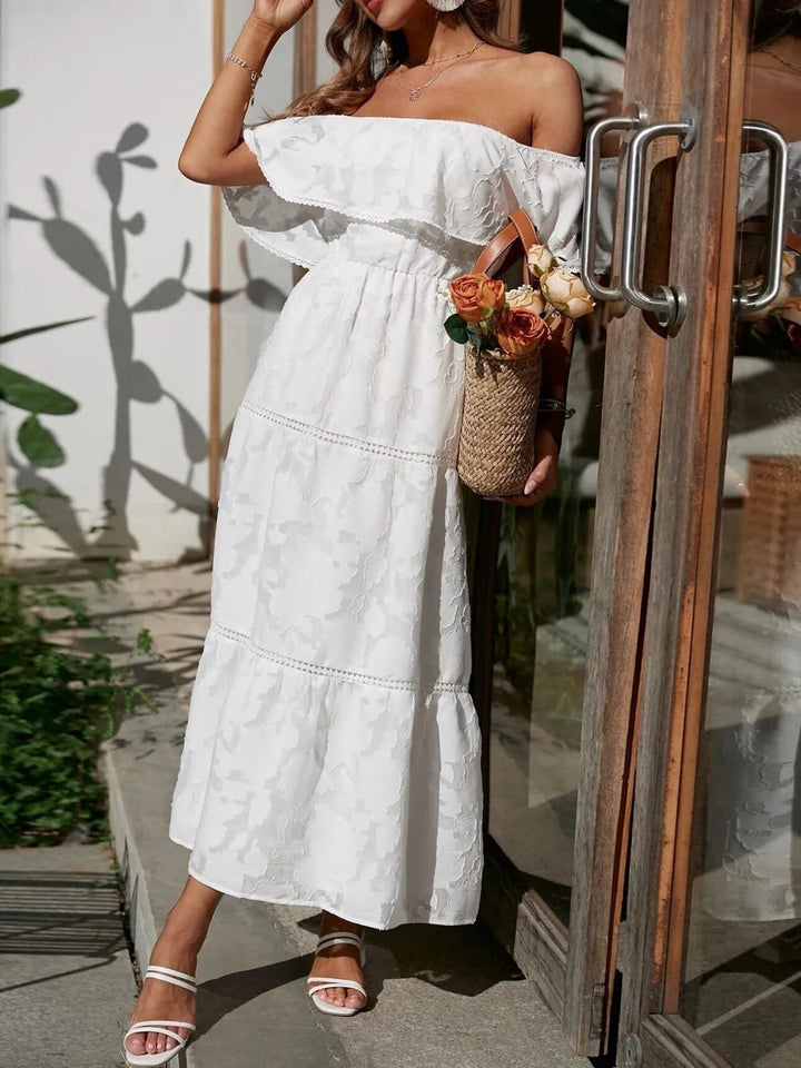 Jacklyn | Women's Off Shoulder Tiered Maxi Wedding Guest Dress Luvy Boutique