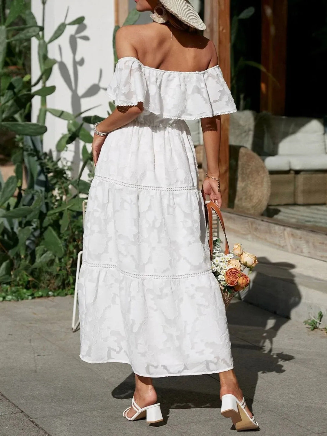 Jacklyn | Women's Off Shoulder Tiered Maxi Wedding Guest Dress Luvy Boutique