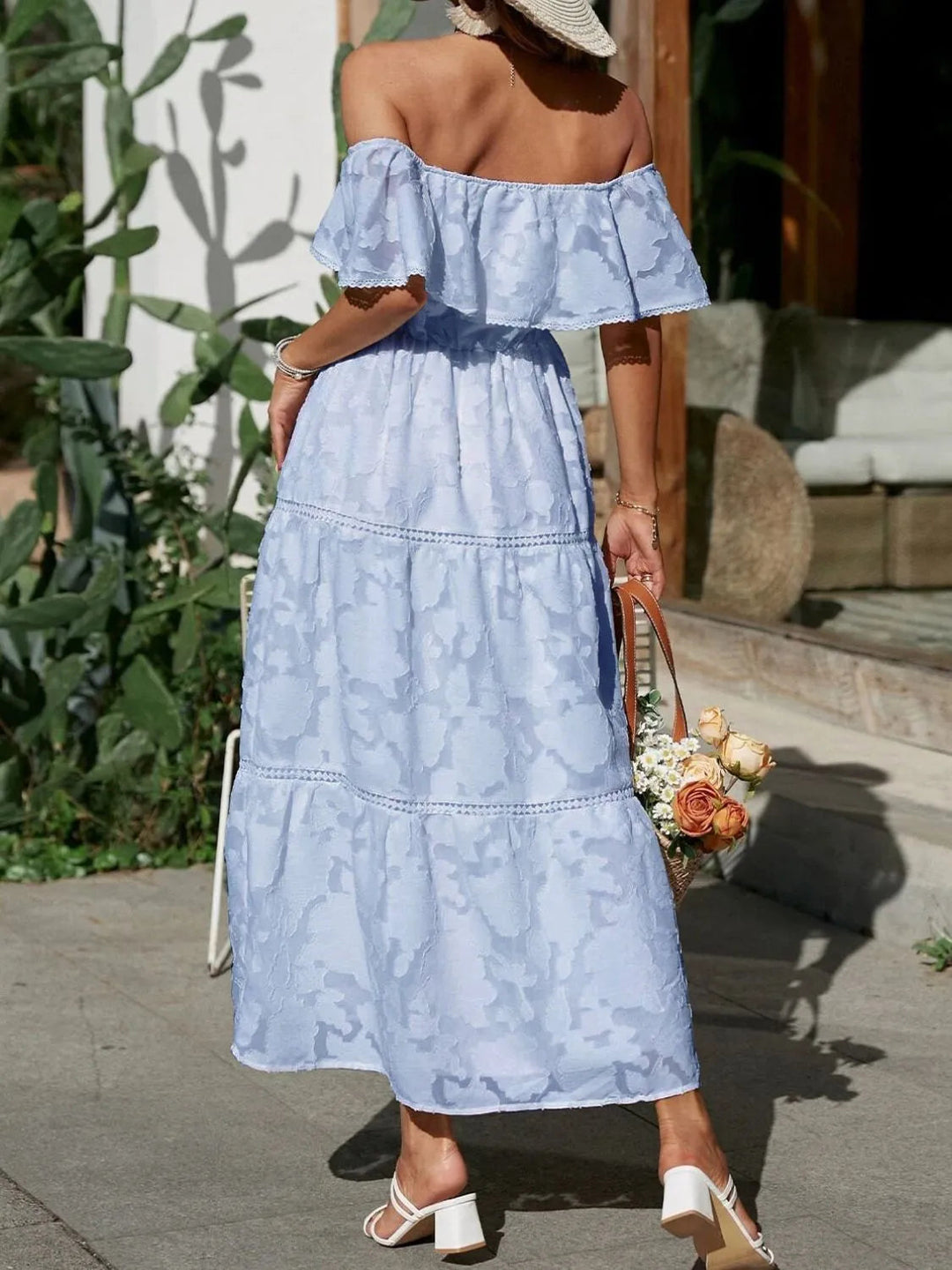 Jacklyn | Women's Off Shoulder Tiered Maxi Wedding Guest Dress Luvy Boutique