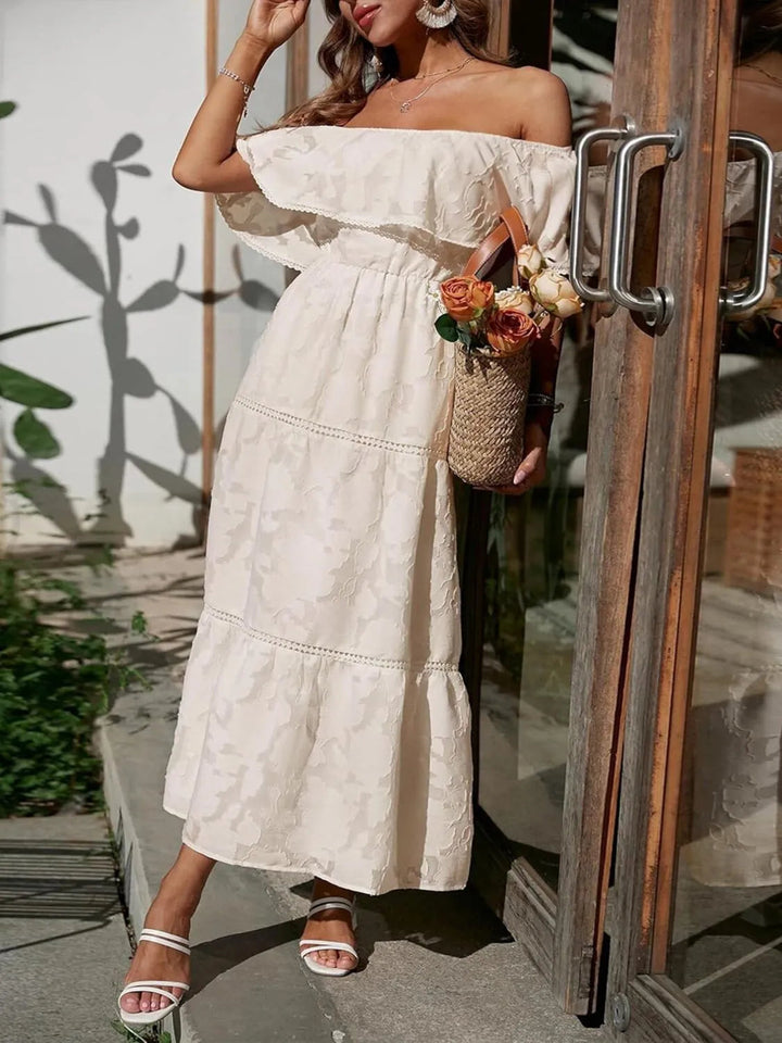 Jacklyn | Women's Off Shoulder Tiered Maxi Wedding Guest Dress Luvy Boutique