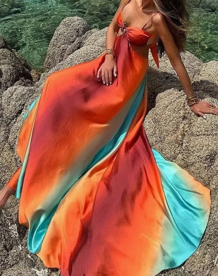 Women's Ombre Cutout Spaghetti-Strap Maxi Sundress