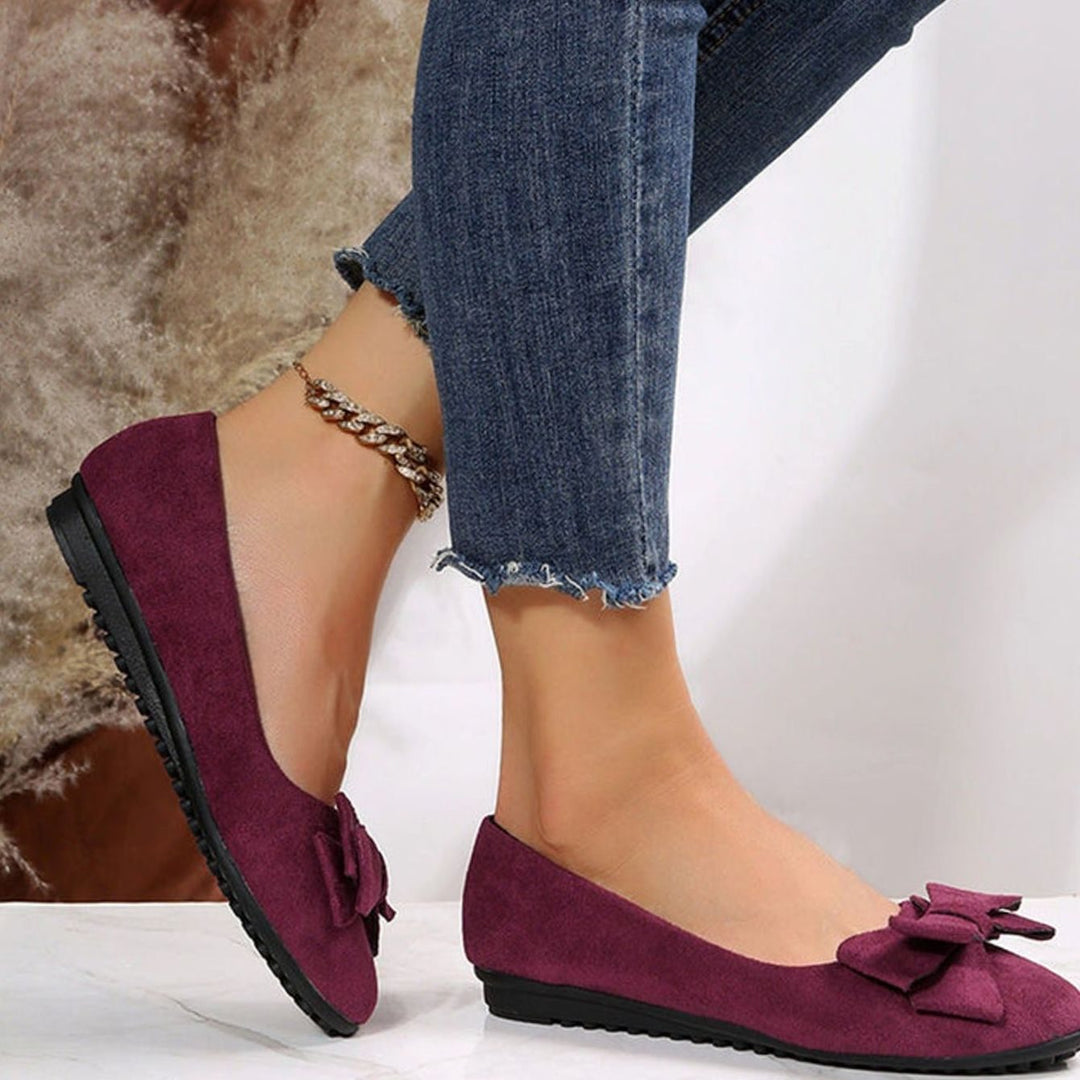 Women's Orthopedic Bow-Detail Slip-On Comfort Shoes - Bordeaux