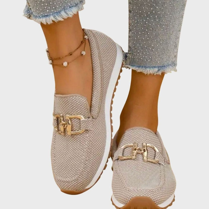 Women's Orthopedic Horsebit Slip-On Breathable Loafer Boots - Beige