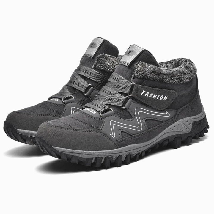 Women's Orthopedic Lace-Up Faux Fur Lined Winter Ankle Boots - Gray