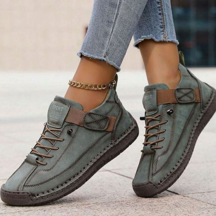 Women's Orthopedic Lace-Up Low-Top Ankle Boots Sneakers - Boreal Green