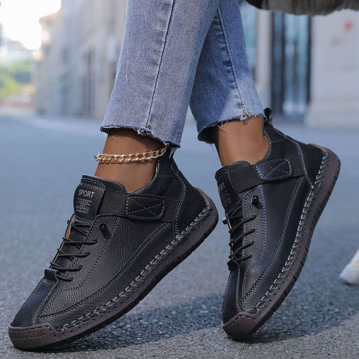 Women's Orthopedic Lace-Up Low-Top Ankle Boots Sneakers - London Black