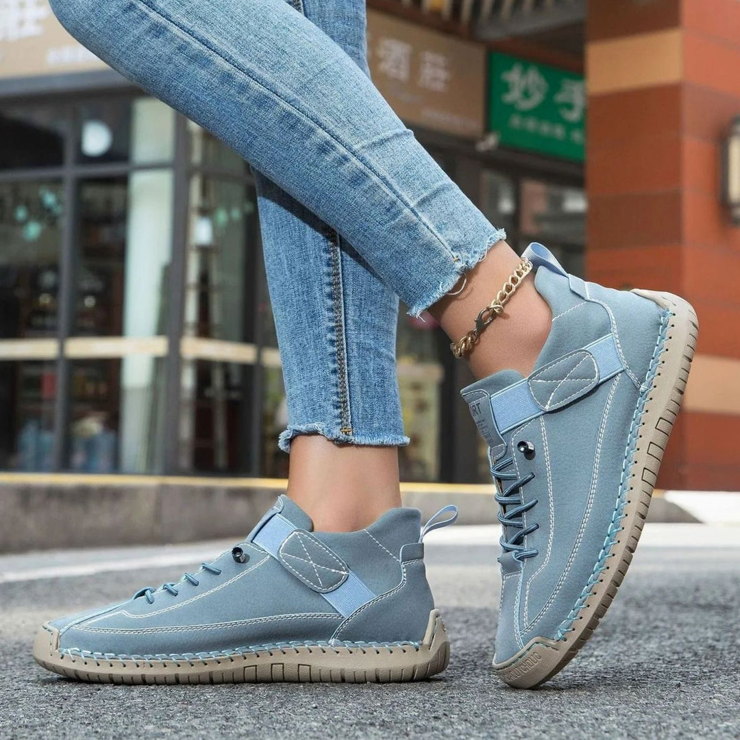 Women's Orthopedic Lace-Up Low-Top Ankle Boots Sneakers - Mineral Blue
