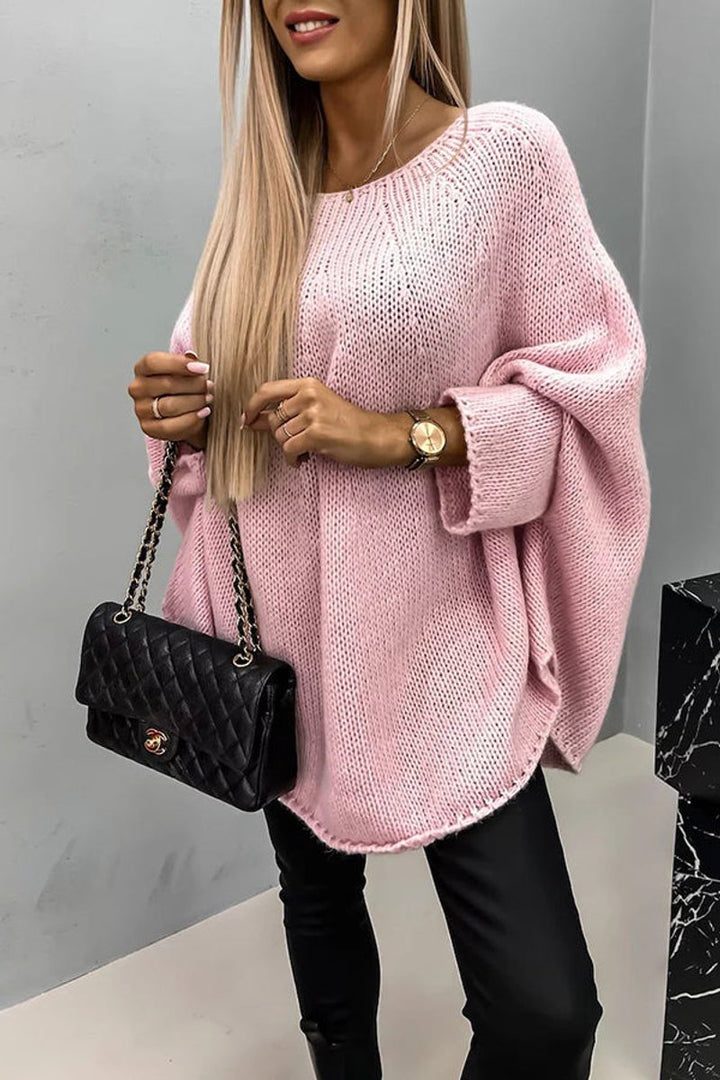 Women's Oversized Batwing Sleeve Knit Sweater Pullover - Pink