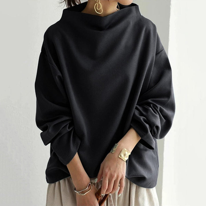 Women's Oversized Mock-Neck Relaxed Knit Sweater Top