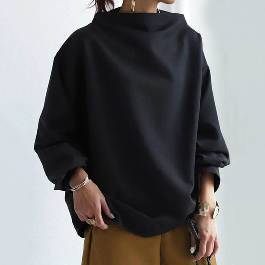 Women's Oversized Mock-Neck Relaxed Knit Sweater Top