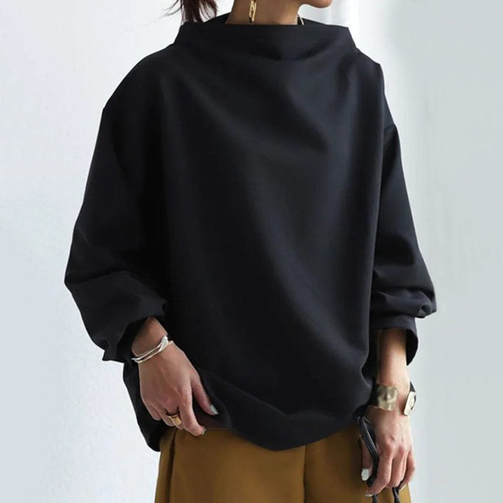 Women's Oversized Mock-Neck Relaxed Knit Sweater Top