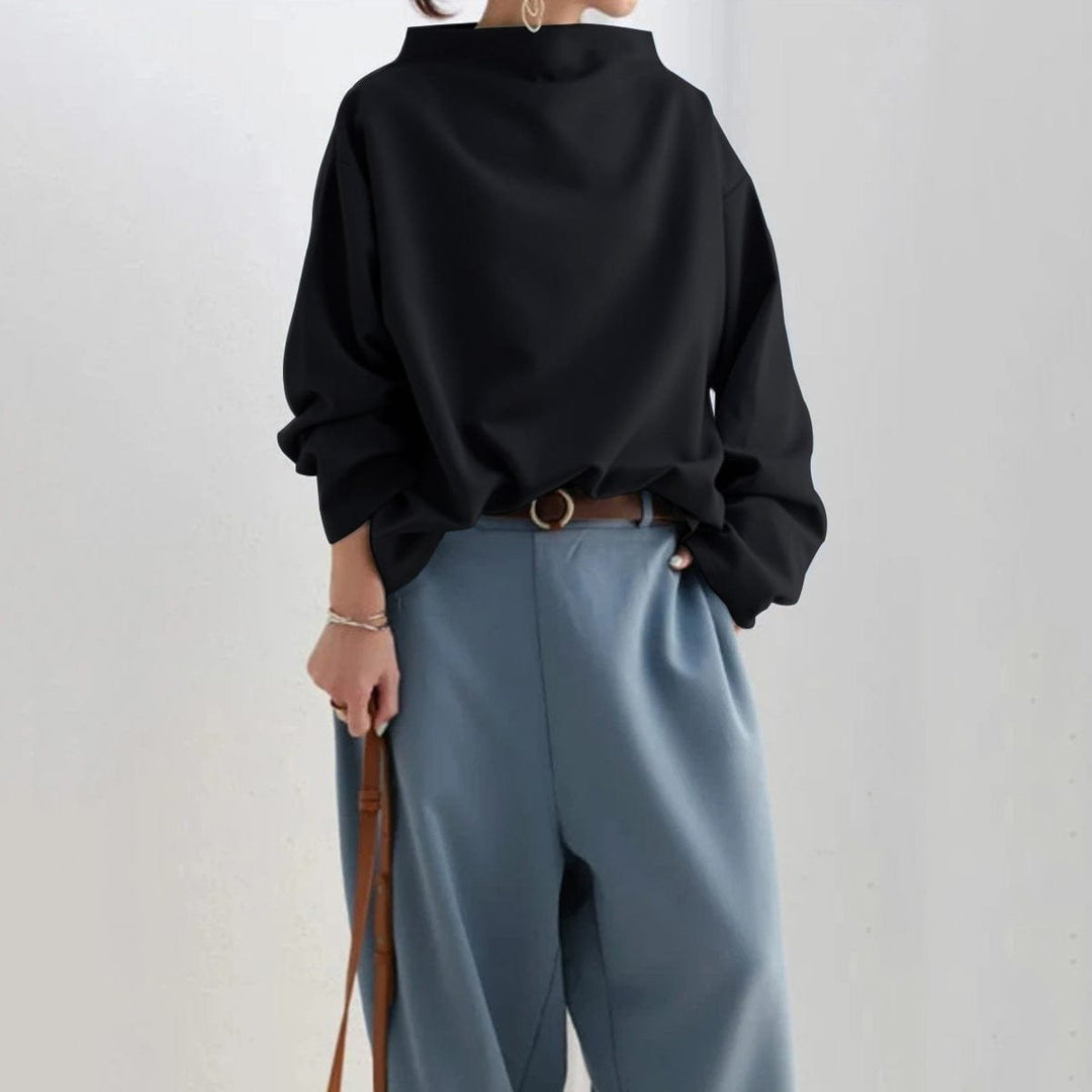 Women's Oversized Mock-Neck Relaxed Knit Sweater Top