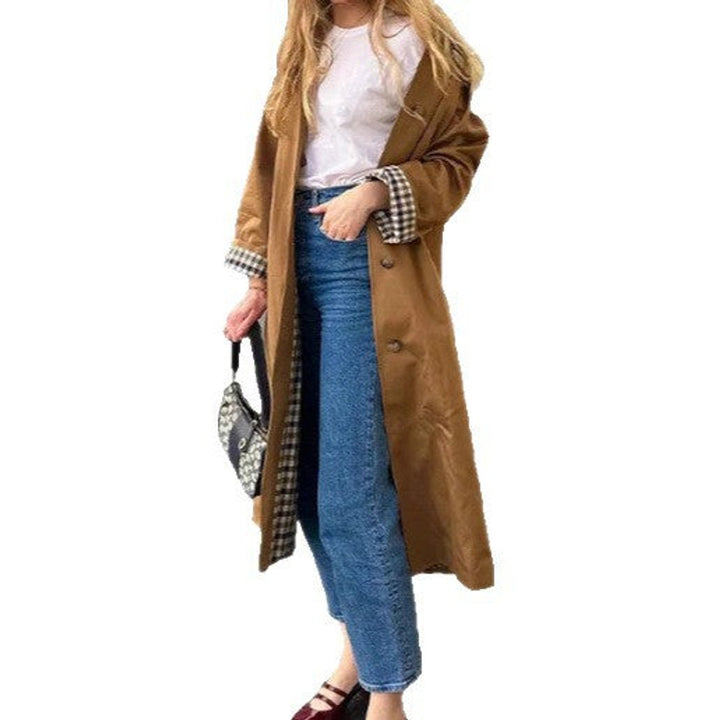 Women's Oversized Plaid-Lined Cotton-Blend Trench Coat