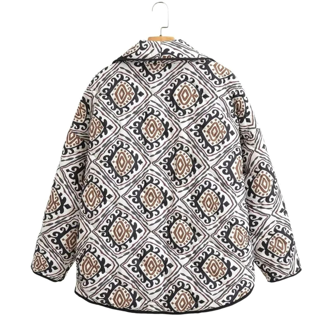 Women's Oversized Quilted Wide-Sleeve Patterned Jacket