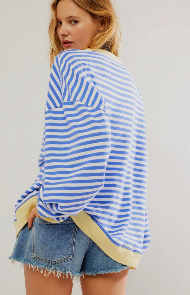 Women's Oversized Striped Crewneck Jumper Casual Pullover Sweater