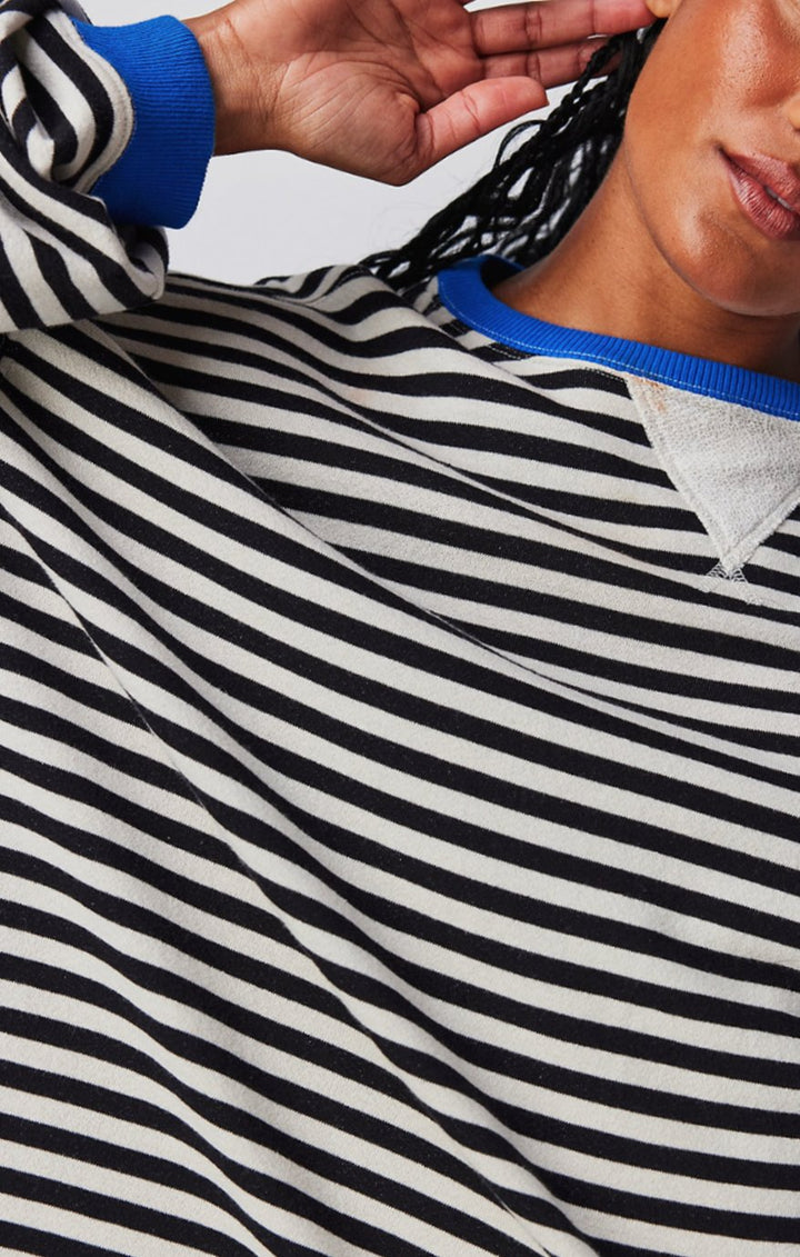 Women's Oversized Striped Crewneck Jumper Casual Pullover Sweater