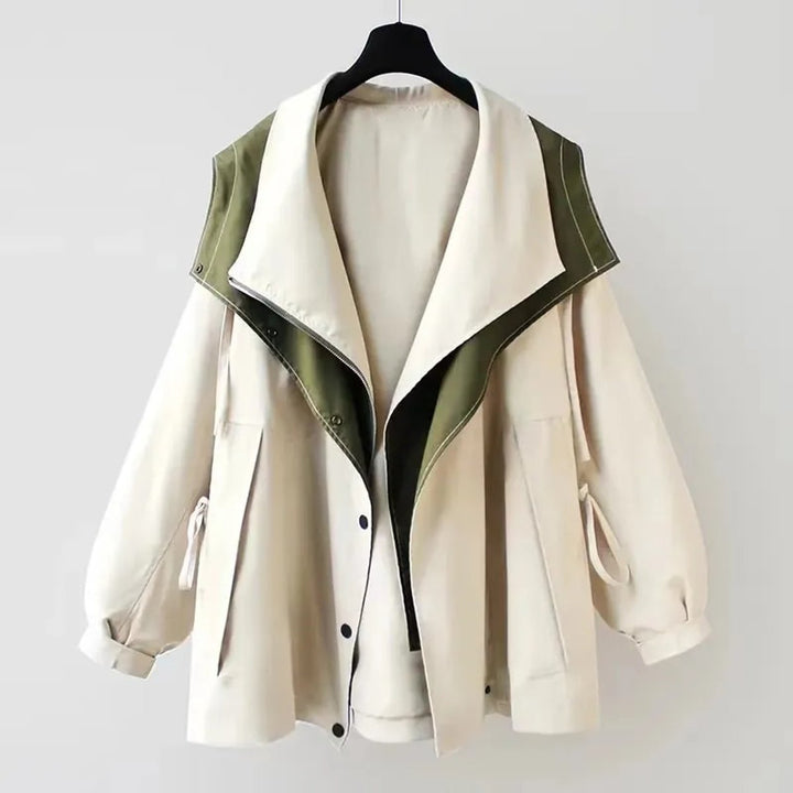 Women's Oversized Waterproof Double-Collar Trench Coat - White