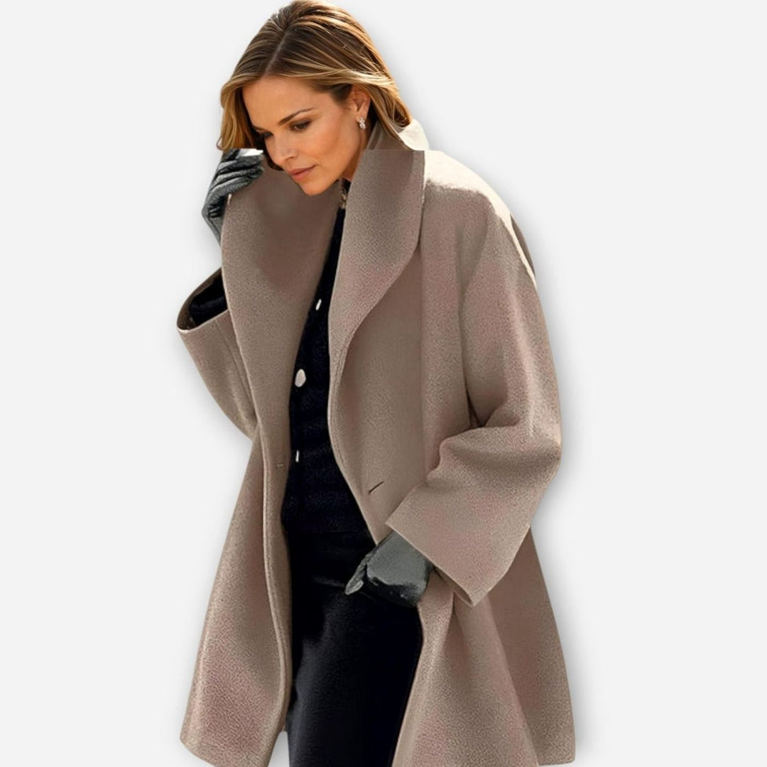 Women's Oversized Wide-Collar Relaxed-Fit Winter Coat - Khaki
