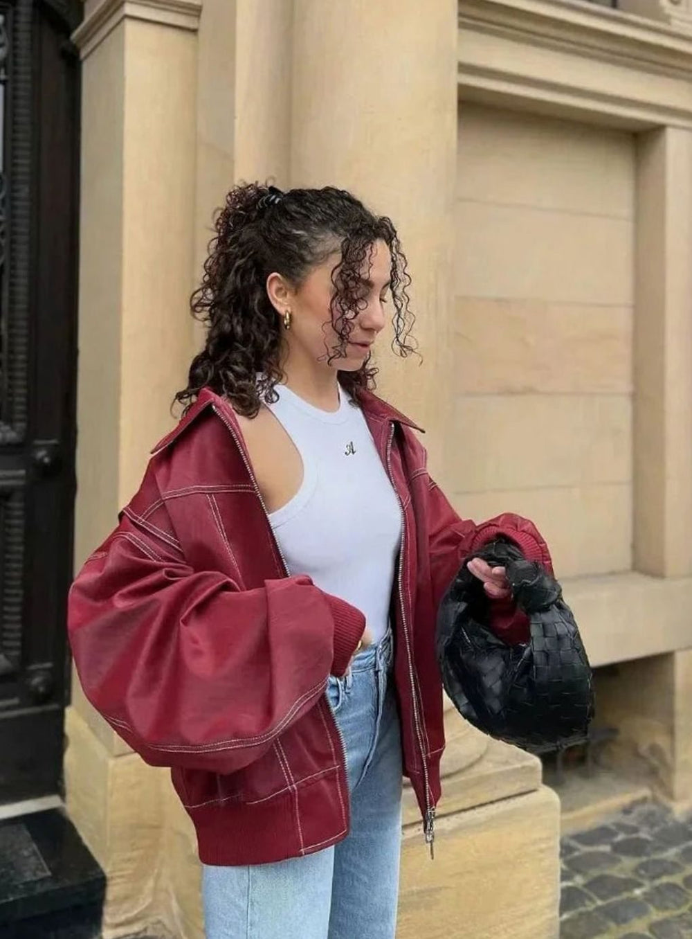Women's Oversized Zip-Up Bomber Jacket Blazer