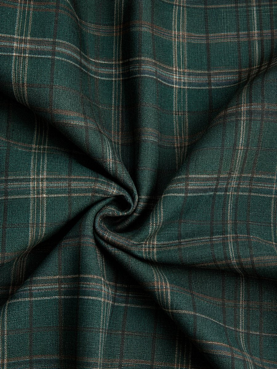Women's Plaid Flannel Maxi Formal Dresses Long Shirtdress