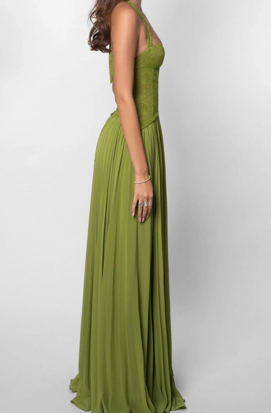 Women's Pleated Corset Maxi Dress Formal Halter Gown