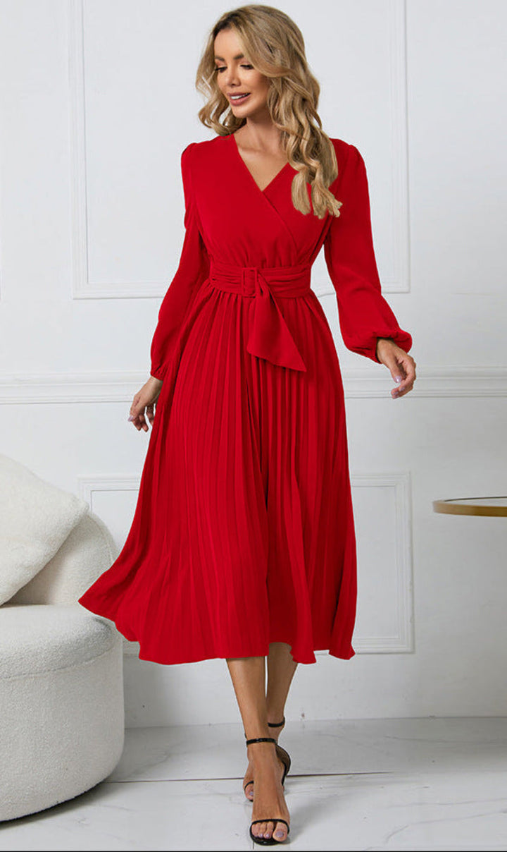 Charlotte | Women's Long Sleeve Midi Wedding Guest Dress Luvy Boutique