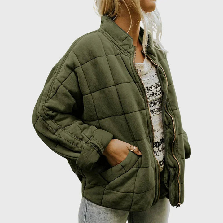 Women's Quilted Jacket Zip-Up Stand-Collar Puffer Coat - Green (Almost Sold Out)
