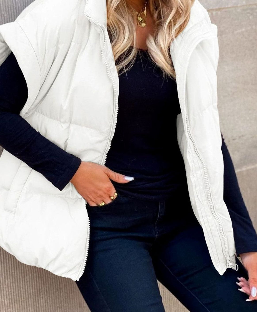 Women's Quilted Sleeveless Gilet Stand Collar Relaxed Fit Vest