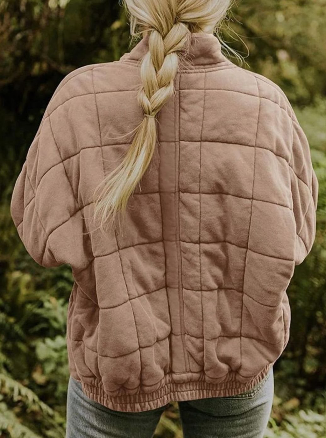 Women's Quilted Zip-Up Coat Relaxed Fit Lightweight Outerwear