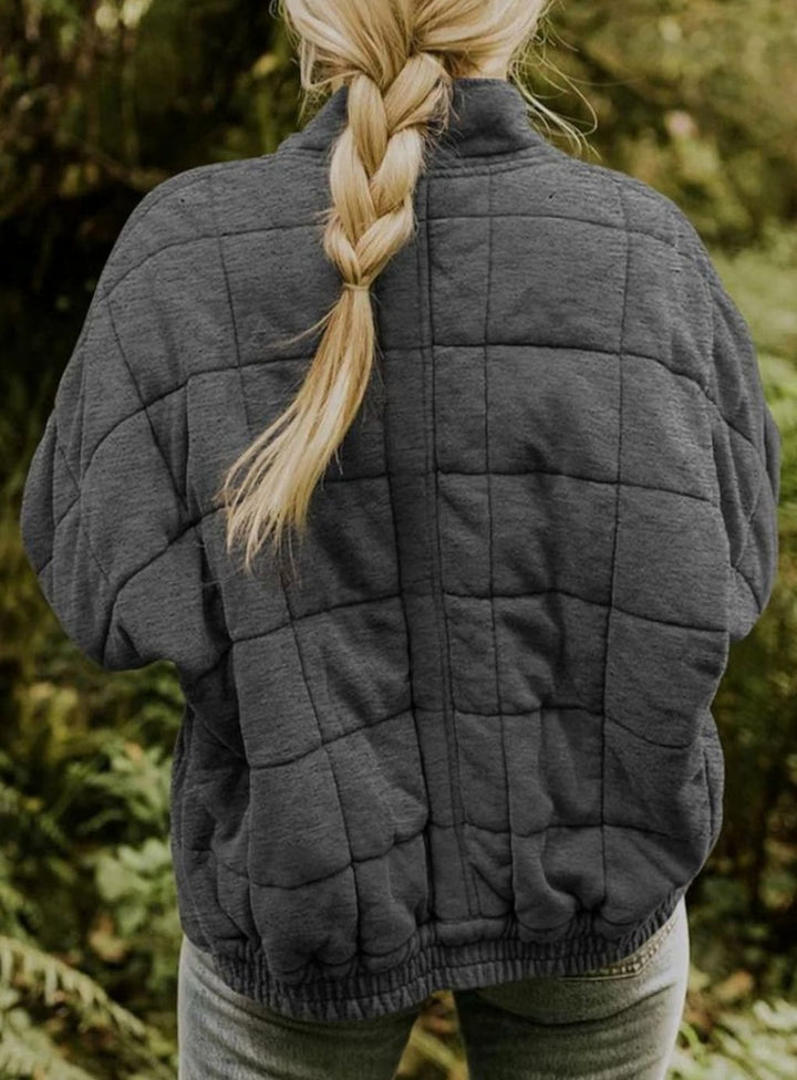 Women's Quilted Zip-Up Coat Relaxed Fit Lightweight Outerwear