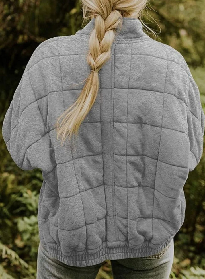 Women's Quilted Zip-Up Coat Relaxed Fit Lightweight Outerwear