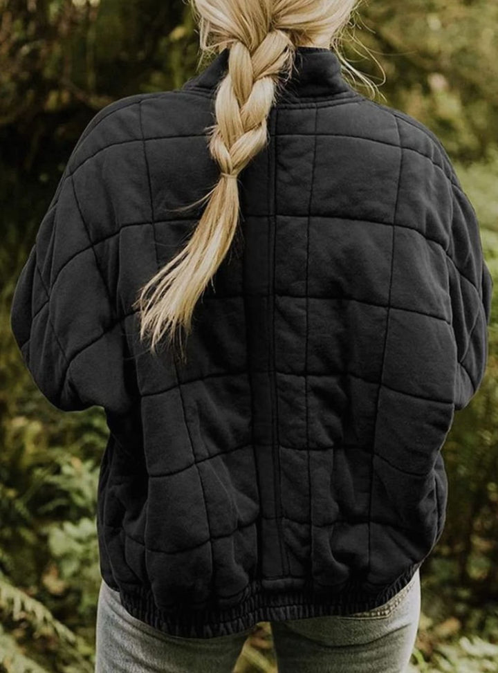 Women's Quilted Zip-Up Coat Relaxed Fit Lightweight Outerwear