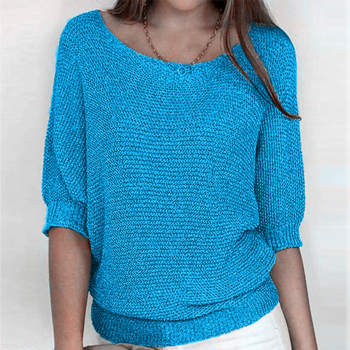 Women's Relaxed-Fit Batwing-Sleeve Knit Pullover Sweater - Light Blue