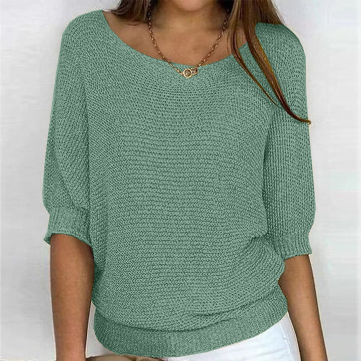 Women's Relaxed-Fit Batwing-Sleeve Knit Pullover Sweater - Dark Green