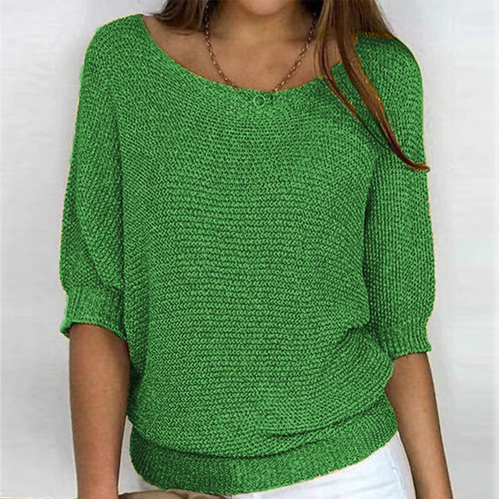 Women's Relaxed-Fit Batwing-Sleeve Knit Pullover Sweater - Green
