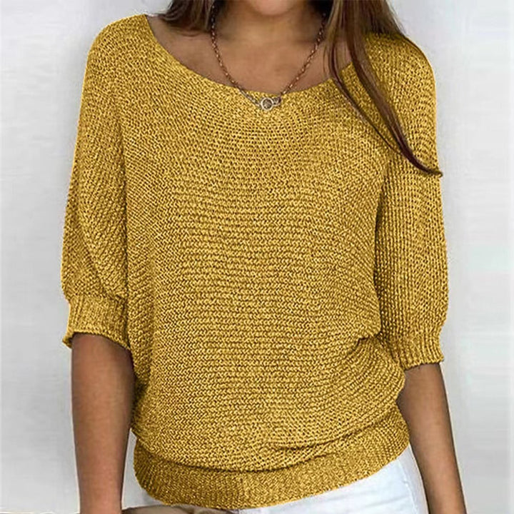 Women's Relaxed-Fit Batwing-Sleeve Knit Pullover Sweater - Yellow