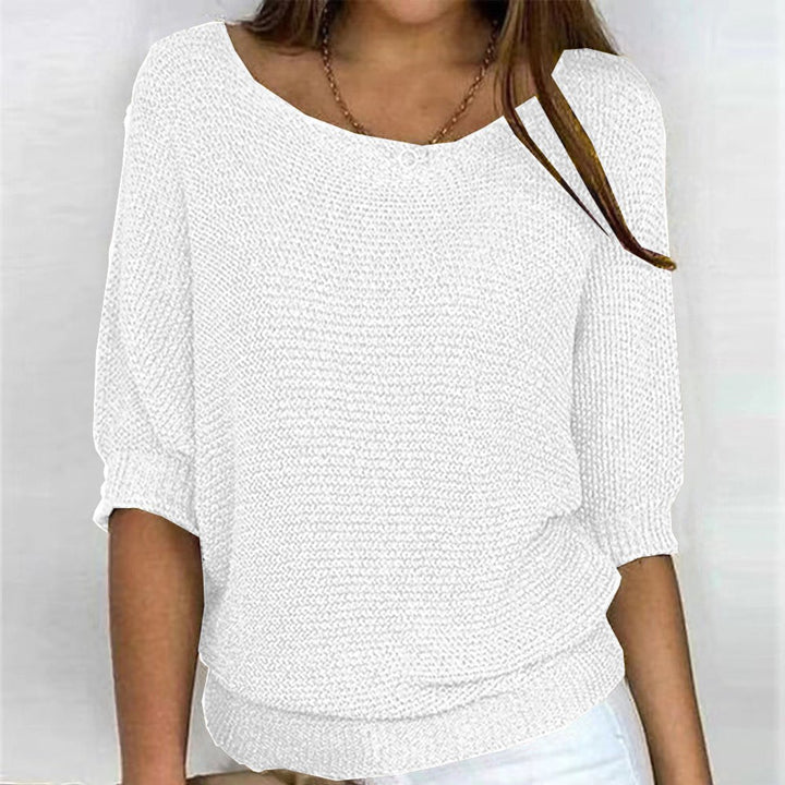 Women's Relaxed-Fit Batwing-Sleeve Knit Pullover Sweater - White
