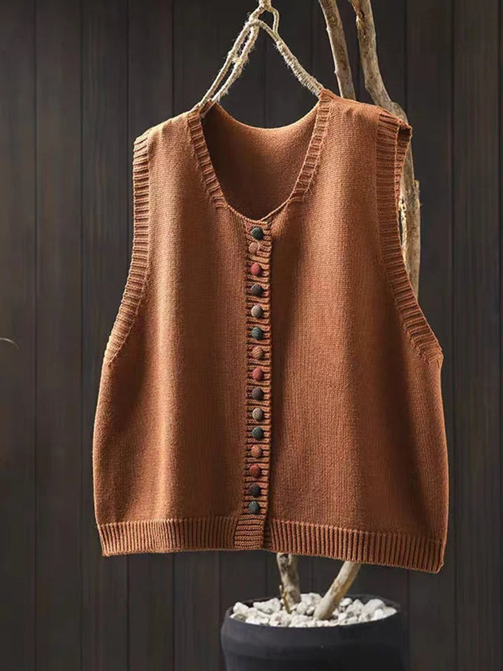 Women's Relaxed-Fit Button-Front Knit Vest Puffer Vest Women - Orange