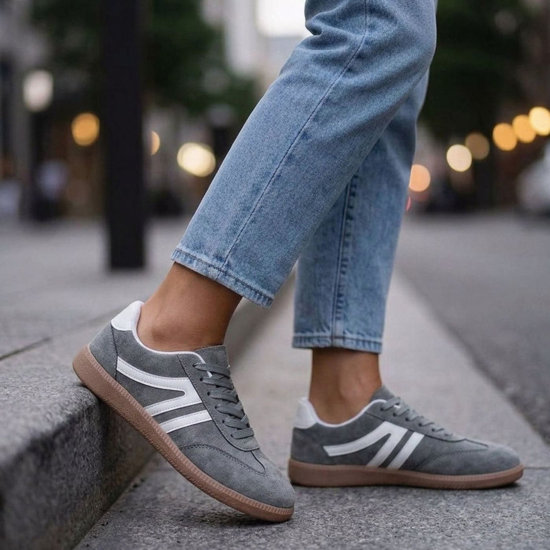 Women's Retro Low-Profile Lace-Up Suede Sneaker Boots - Gray