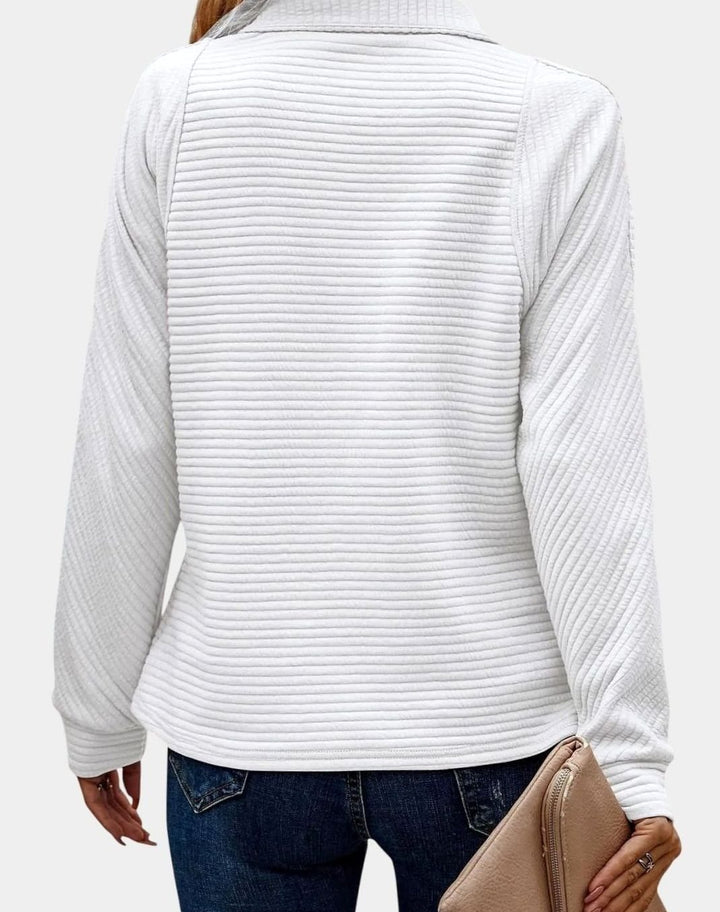 Women's Ribbed Quarter-Zip Pullover Sweater