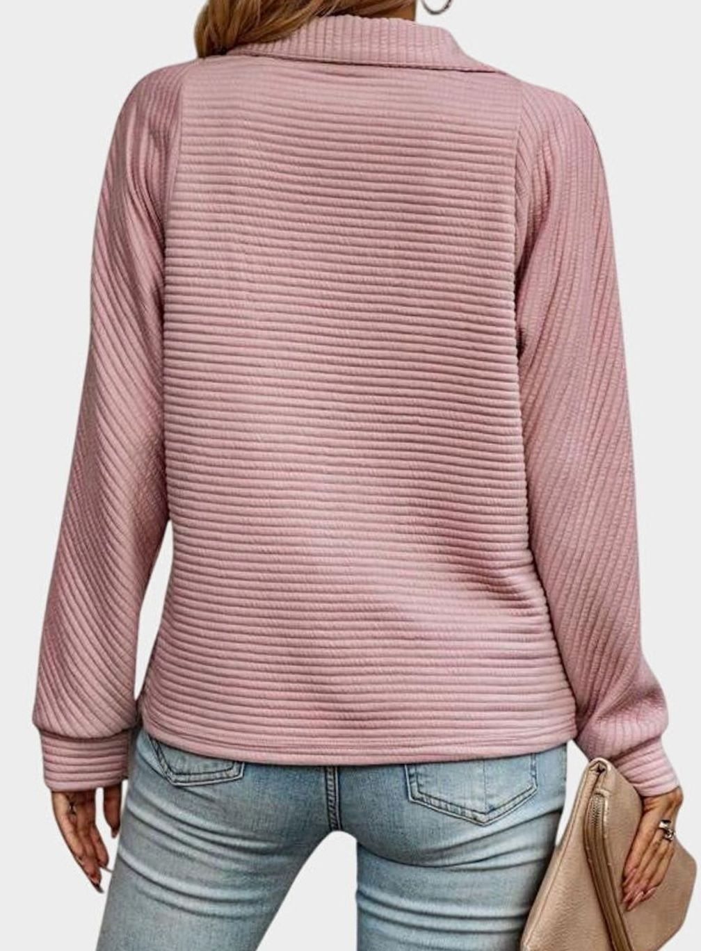 Women's Ribbed Quarter-Zip Pullover Sweater