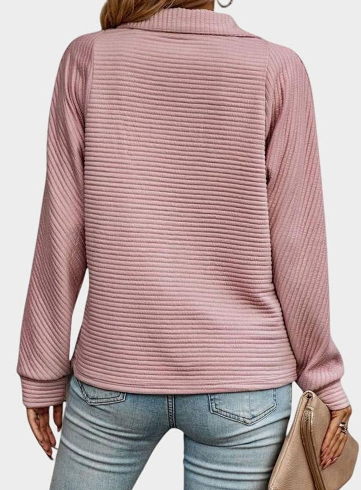 Women's Ribbed Quarter-Zip Pullover Sweater