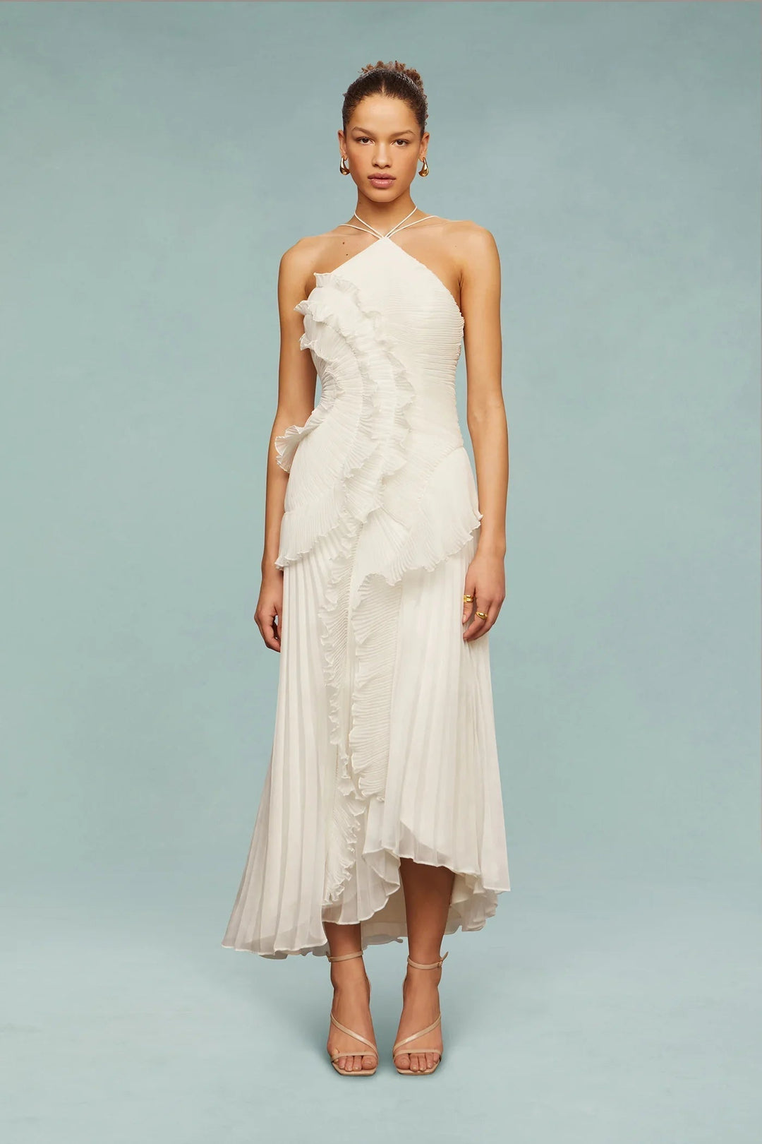 Katherine | Women’s Ruffle Halter Maxi Wedding Guest Dress Luvy Boutique
