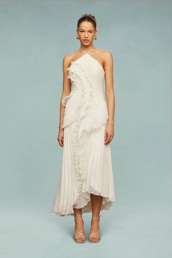 Katherine | Women’s Ruffle Halter Maxi Wedding Guest Dress Luvy Boutique