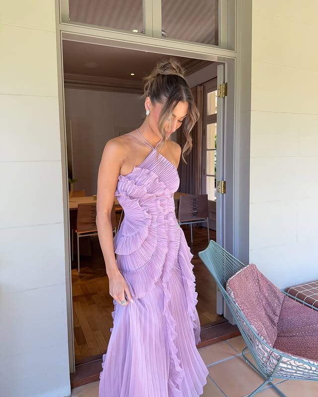 Katherine | Women’s Ruffle Halter Maxi Wedding Guest Dress Luvy Boutique