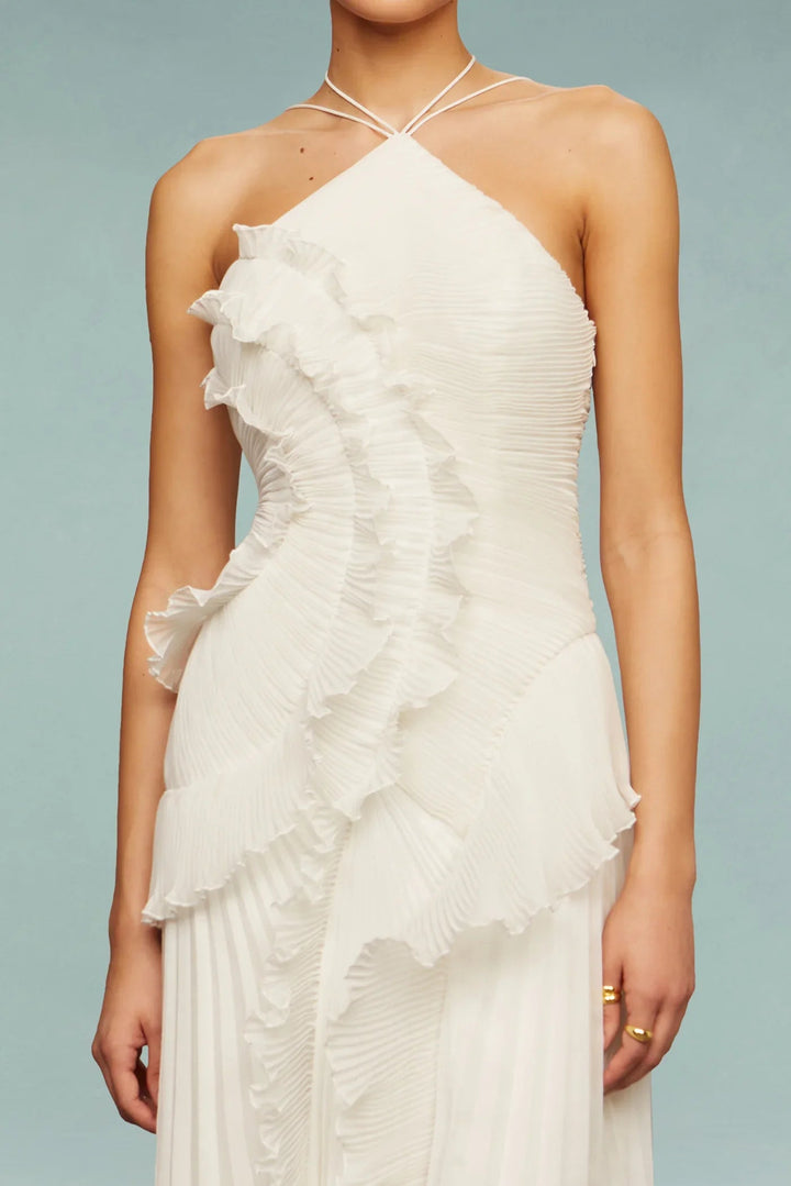Katherine | Women’s Ruffle Halter Maxi Wedding Guest Dress Luvy Boutique