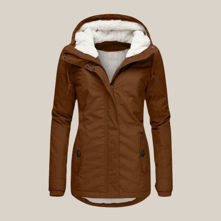 Women's Sherpa-Lined Hooded Quilted Jacket Windproof Parka