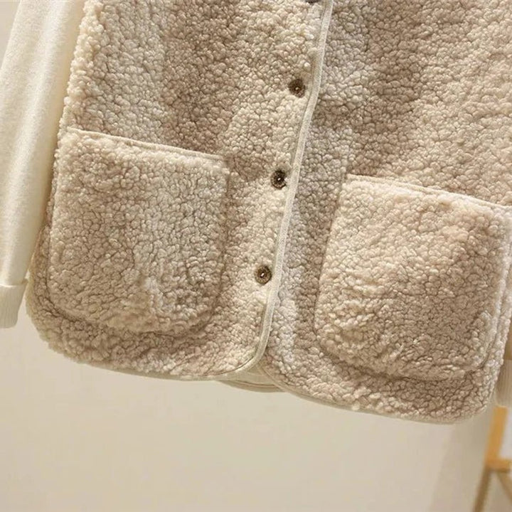 Women's Sherpa Puffer Vest Button-Front Fleece Gilet