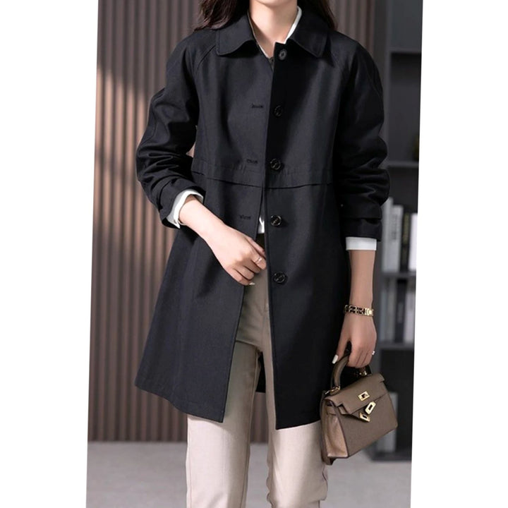 Women's Single-Breasted Tailored Mid-Length Trench Coat Jacket